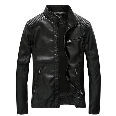 Men's New PU Leather Jacket Spring and Autumn Men's Jacket Washed Thin Locomotive Leather Jacket