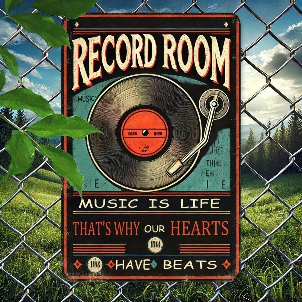 Vintage Metal Wall Sign Retro Music Record Store Decor Home Bar Cafe Garage Iron Art Hanging Plaque
