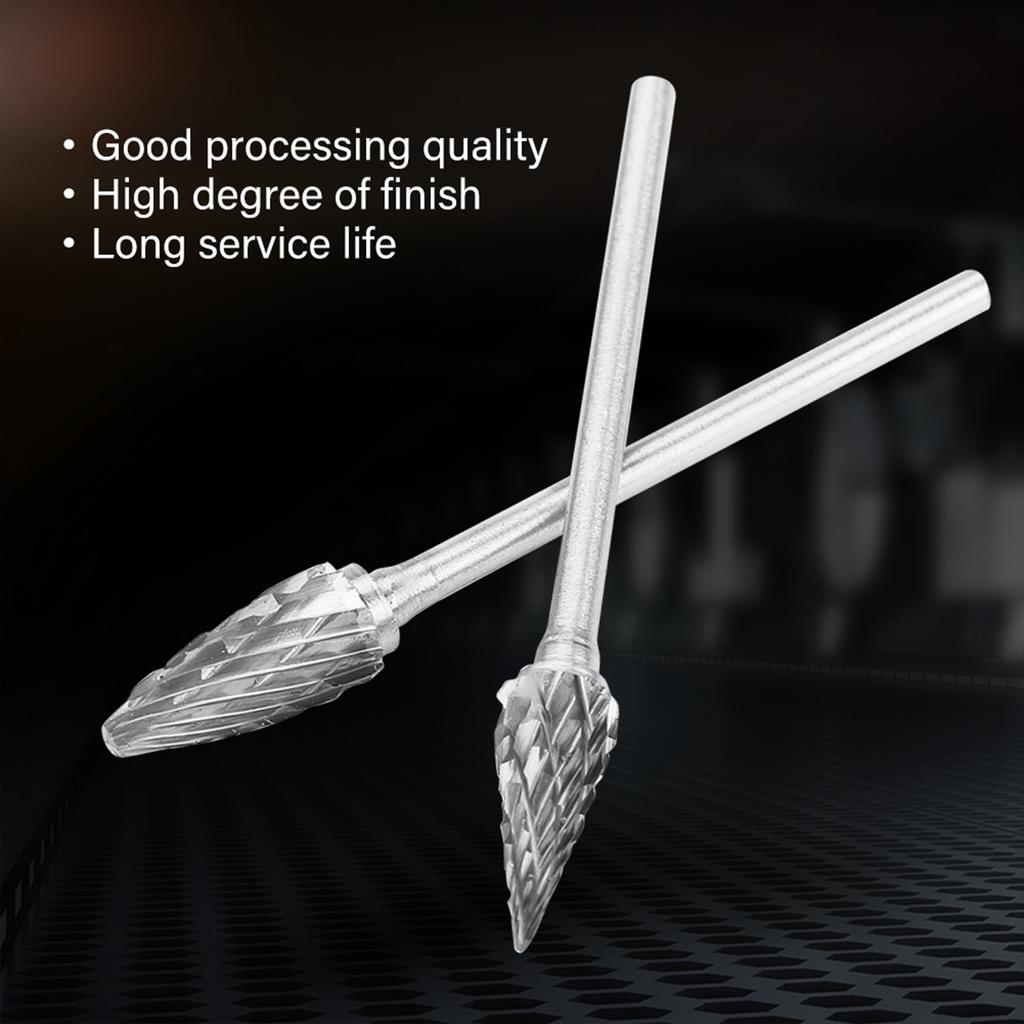 Double Edged   Cutter, 10pcs Tungsten Carbide Steel Burrs, 3*6mm High Hardness Carving Tool Set for Cast Iron, Metal Carving, Shaping with
