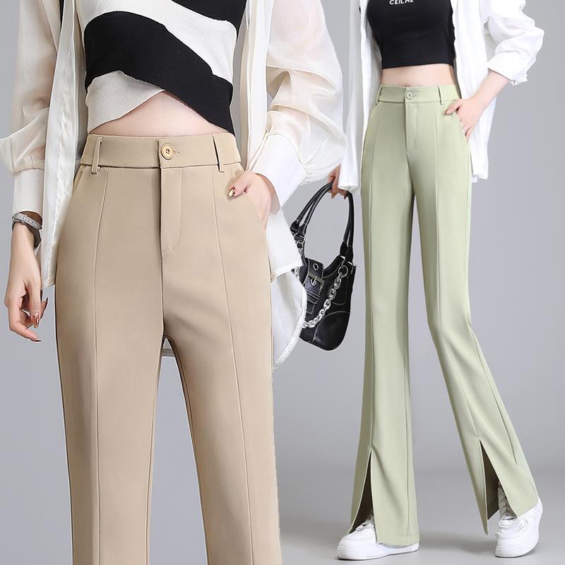 

Летние повседневные расклешенные брюки с высокой талией и разрезом для женщин