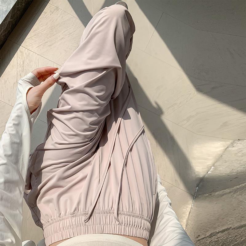 Women s Summer High Waist Pink Ice Silk Wide Leg Pants Medium
