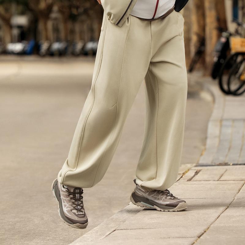 Li Ning CF Outdoor Tapered Loose Waist Slimming Banana Pants Casual Pants Men pants Fleece-Mouse-Brown AKLV805-1