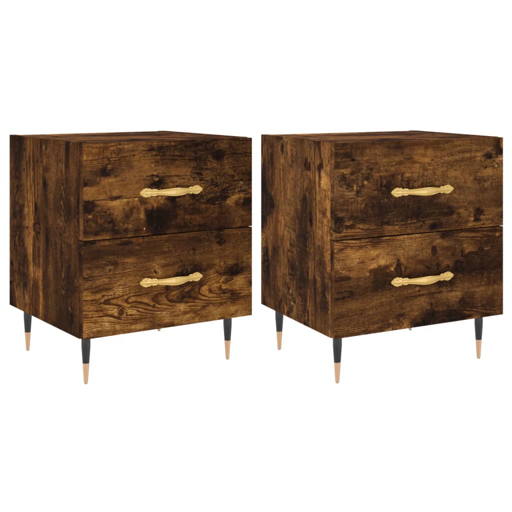Nightstands 2 Pcs Smoked Oak Finish 40 X 35 X 47.5 Cm Engineered Wood