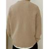 Ribbed Knit Oversized Sweater Crew Neck Soft Warm Versatile Fall Daily Wear Top