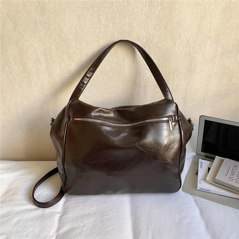 Glossy Faux Leather Hobo Bag Women Fashion Shoulder Bag With Adjustable Strap Soft Texture Handbag Everyday Use
