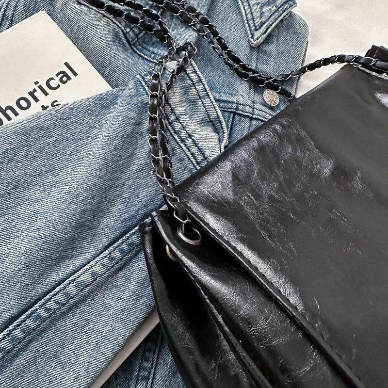 Korean Retro Bag, Women's New Versatile Armpit Bag, High-end Texture Oil Leather Chain Crossbody Bag