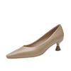H685-1 sheepskin inner pad low heel pointed single shoes women's oilskin pattern solid color soft leather fashion women's shoes spring and summer hig