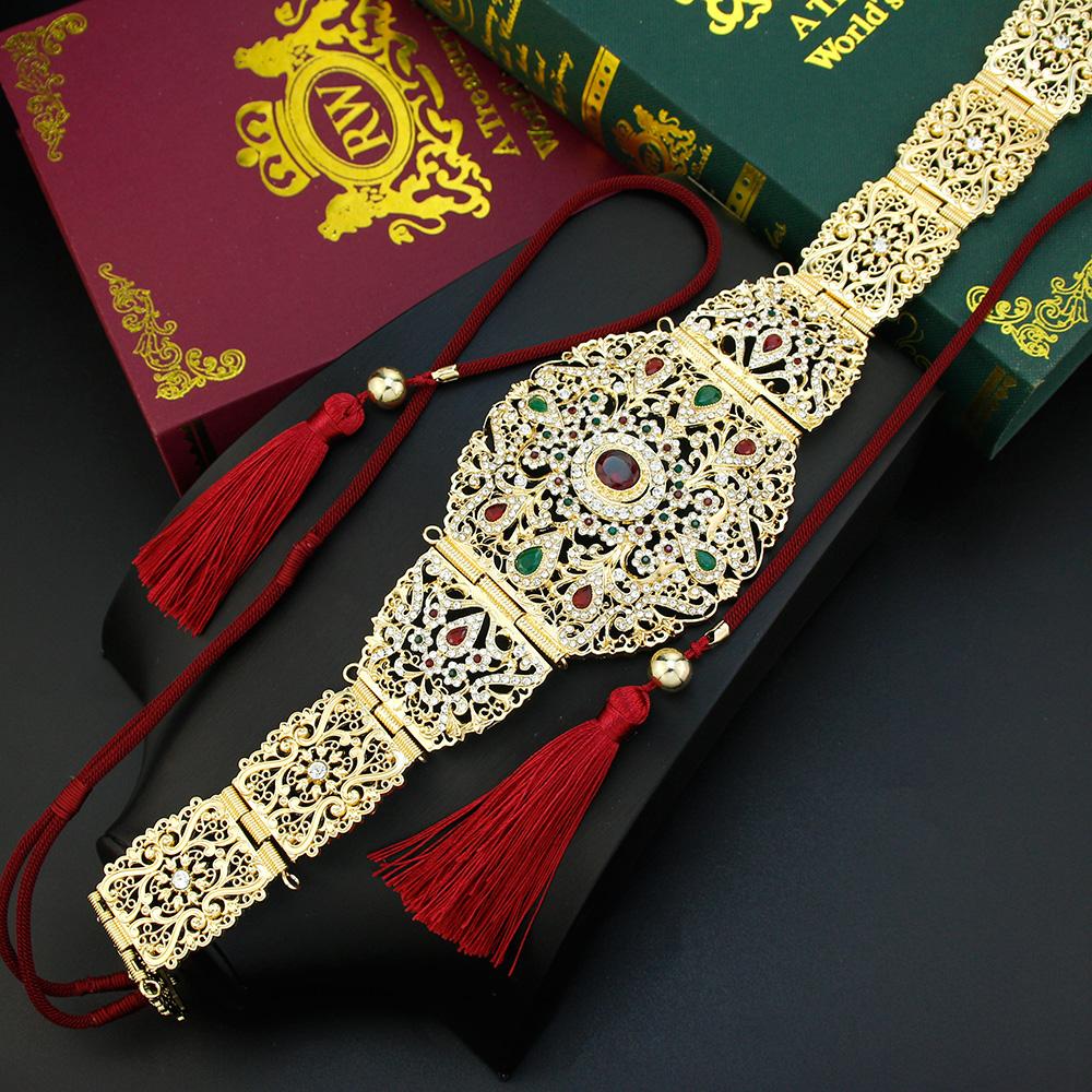 

Женский веревочный пояс золотого цвета, пояс с кристаллами, ручные кисточки, веревочная цепочка для невесты, свадебные украшения красный