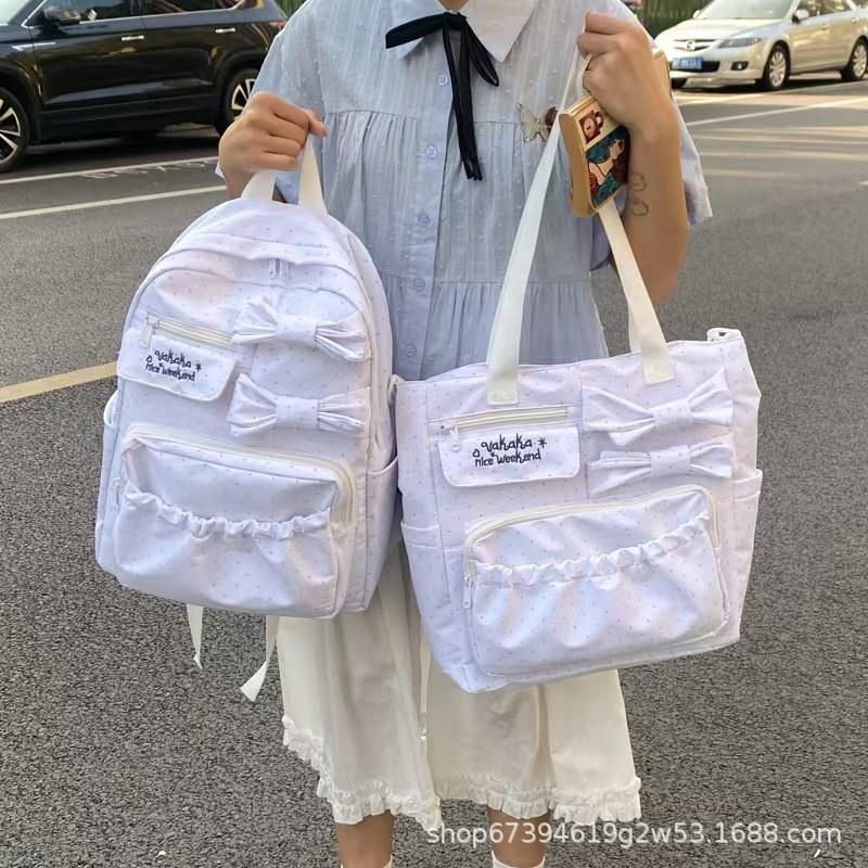 Schoolbag Japanese ins schoolbag female junior high school female college student high value backpack new bag bow backpack tide