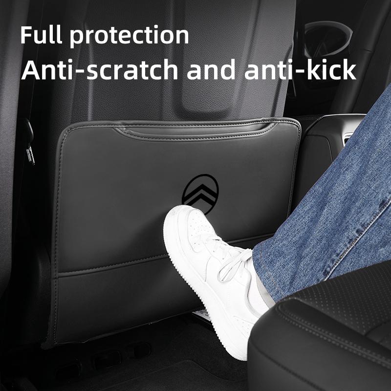 Car Seat Back Protective Mat Anti-kick Pad With Storage Pocket Accessories For Citroen C1 C2 C4 C3 C5 Berlingo Celysee Cactus
