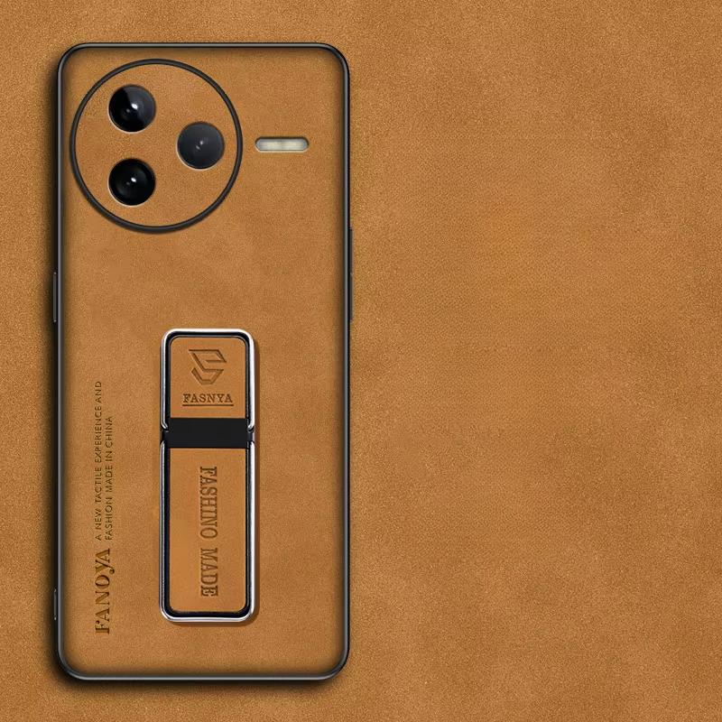 

Чехол из овчины для POCO F7 Ultra F7pro, роскошный матовый силиконовый бампер, держатель подставки, задняя крышка для POCO F7ultra for POCO F7 ultra жёлтый