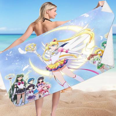Sailor Moon Beach Towel Microfiber Swimming Towel Quick Drying Cartoon Animation Beach Towel Bath Towel