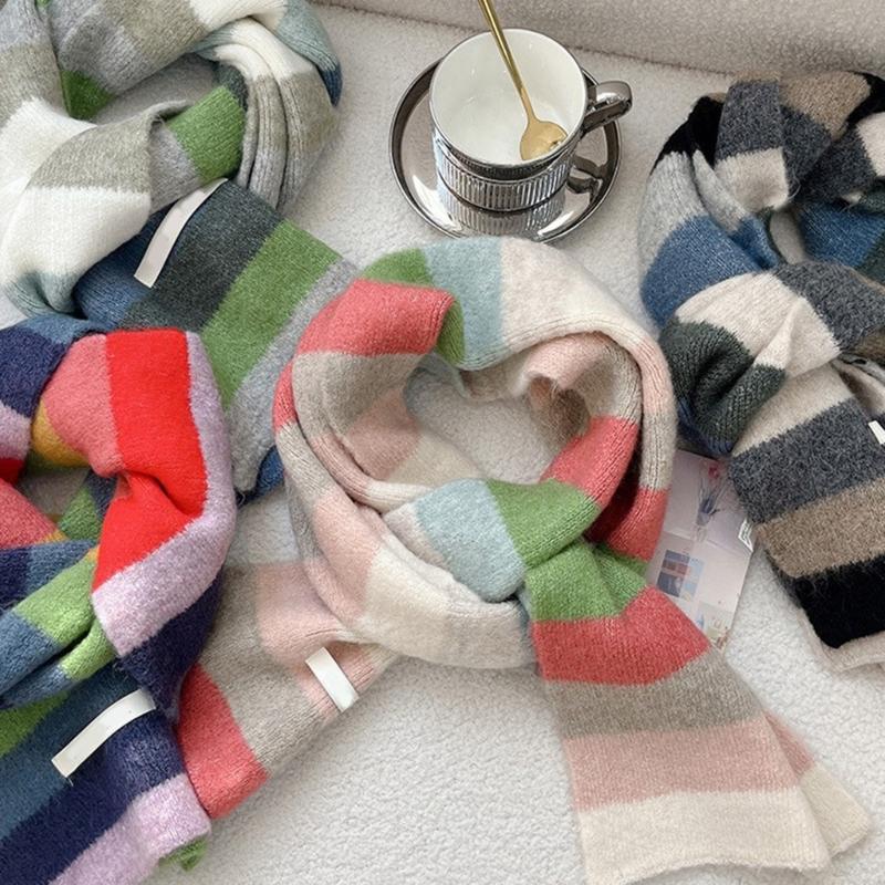 Vibrant Rainbow Striped Scarf Soft Wool Blend Winter Accessory For Women Men Cosy And Stylish All Purpose Unisex Design