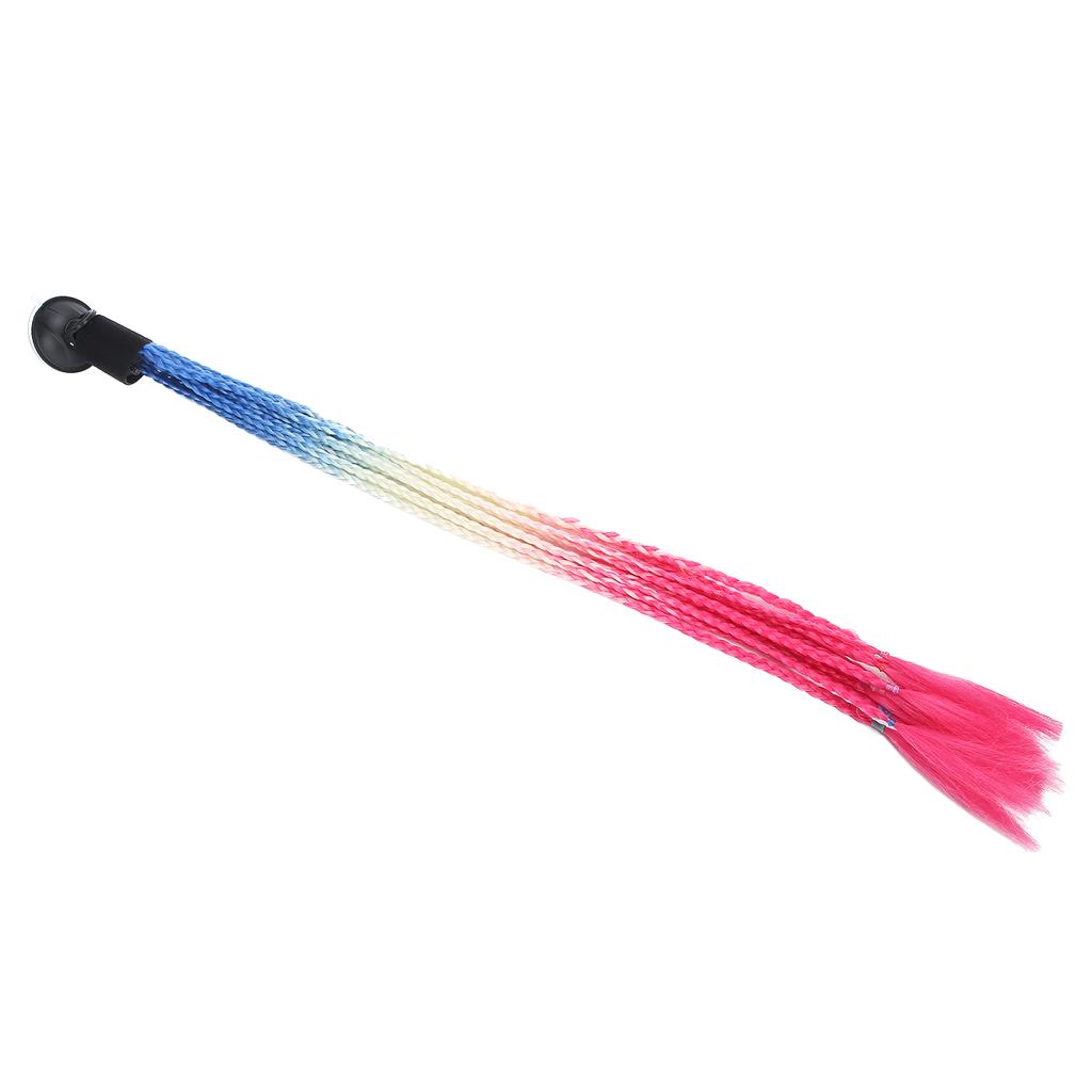 Helmet Braids Suction Cup Punk Style Motorcycle Helmet Pigtails Ponytail Gradient ColorRed White Blue