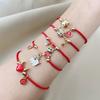 Red Natal Year Series Red Rope Bracelet Weaving Festive Zodiac Cow Lucky Rope Niche Design Couple Jewelry