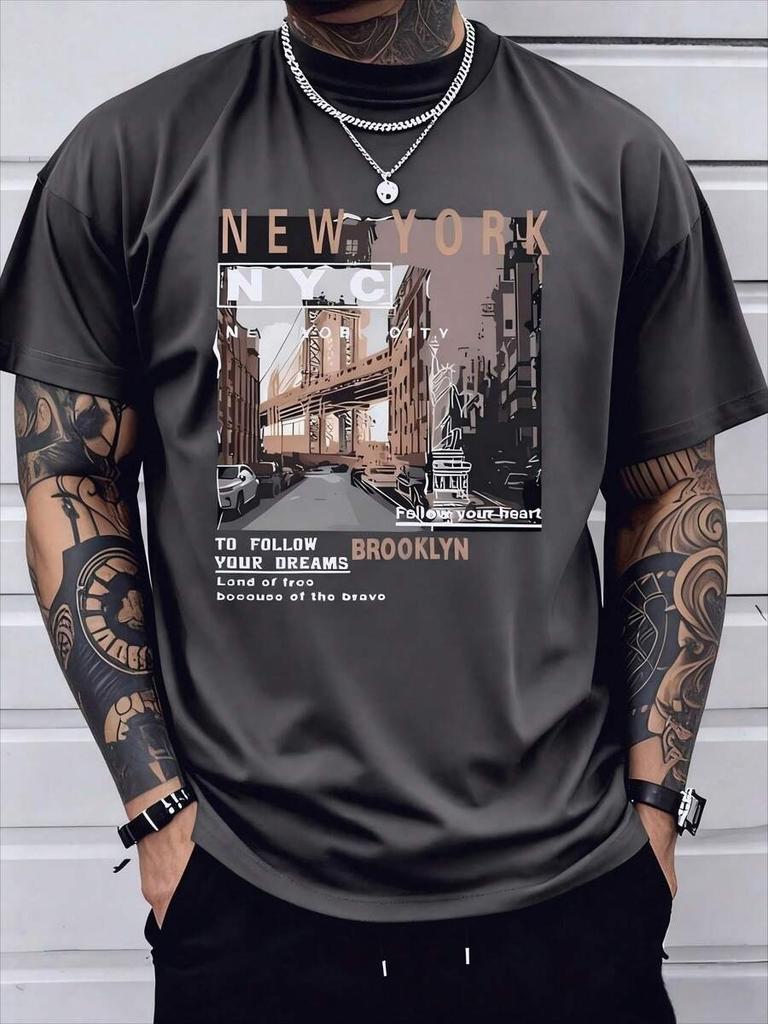 2026 Unisexs Casual Cotton Streetwear New York Brooklyn Street View HighQuality Clothing Fashionable TShirts Cotton TShirts