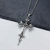 Retro Gothic Cross Pendant Necklace - Unisex Ethnic Pattern Sweater Chain