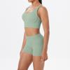 Nude Brushed Cross Back Bra, Casual Sports, Hip Lifting Shorts, Fitness Yoga Suit Two-piece Set