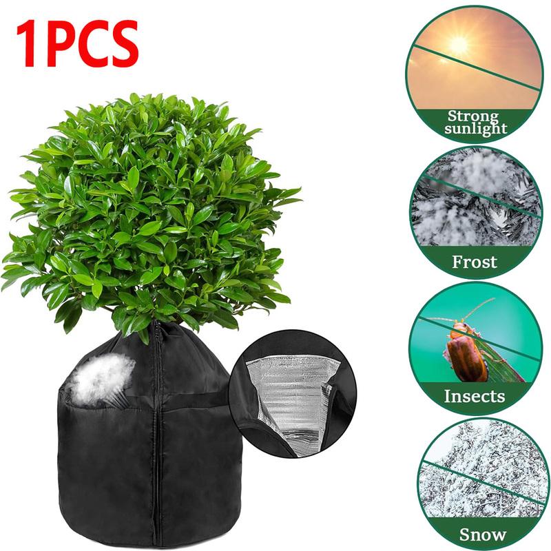 1 pièce Sac de protection hivernale pour plantes avec cordon de serrage et fermeture éclair Tissu non tissé respirant Protège les plantes du gel 45 x 50 cm
