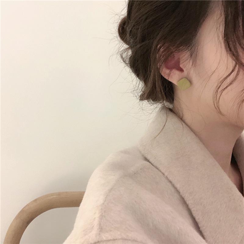 S Needle Frosted Small Square Stud Earrings - Trendy Korean Design, Versatile for Women