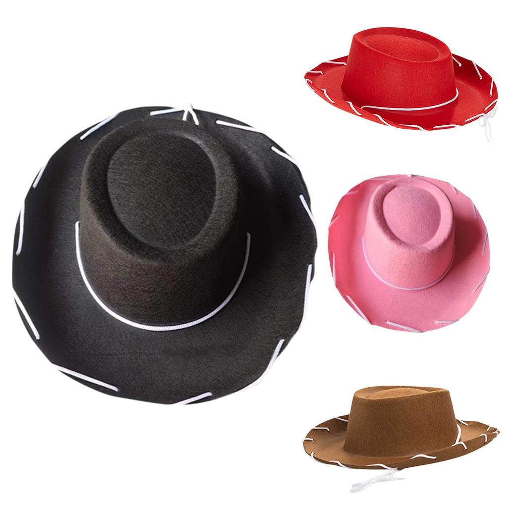 Children'S Rope Wearing Hat Western Large Hat Party Hat Non Woven Fabric With Rope Wide Hat