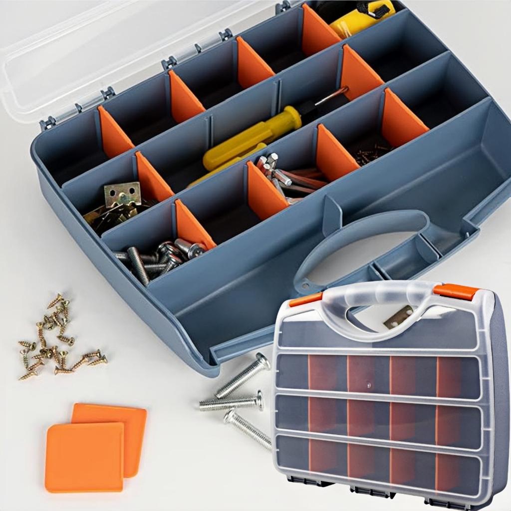 Hardware Parts Storage Box, Parts Organizer with Removable Dividers Hinged Lid for Store Nuts Bolts Screws Nails Small Hardwar