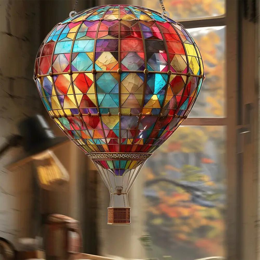 Hot Air Balloon Sun Catcher Acrylic Hanging Pendant Lantern Pendant for Outdoor Garden Terrace Yard Balcony Patio