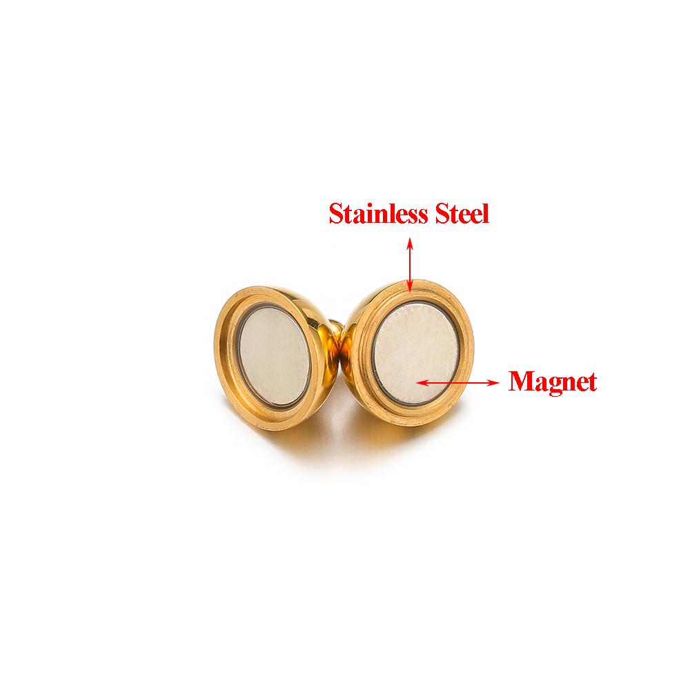 2sets No Fade PVD Gold Magnetic Stainless Steel Ball Beads Clasp Connectors DIY Bracelet Necklace Jewelry Making End Converter