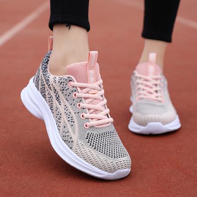 Flying Woven Mesh Shoes Women's Breathable Ins Trendy and Versatile Spring New Lightweight Running Shoes Casual Sports Shoes Women