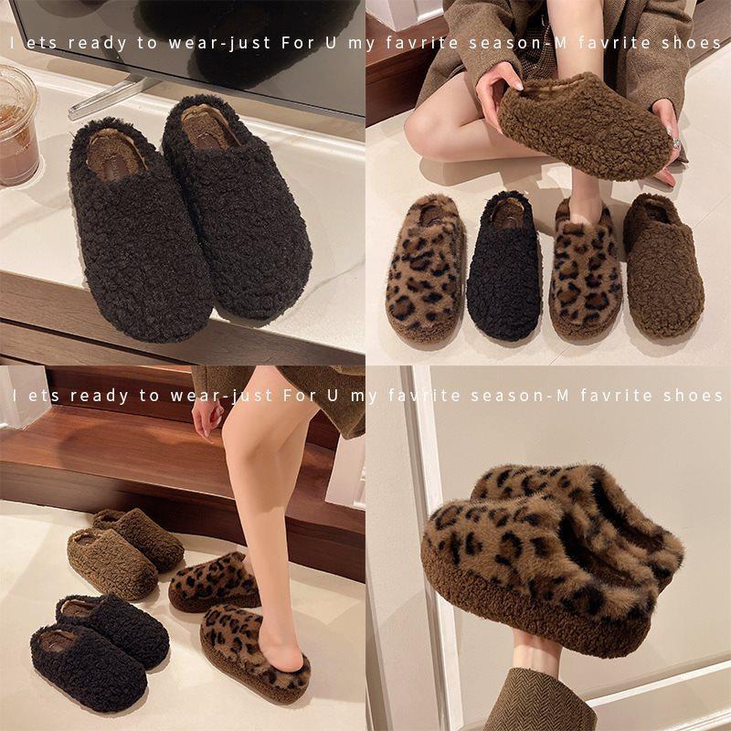 Mode müde dicker Boden superweiche Tasche Kopf ziehen erhöht die Höhe und hält im Winter warm ohne Baumwolle ziehen Außen tragen Zuhause Leopardenmuster foo