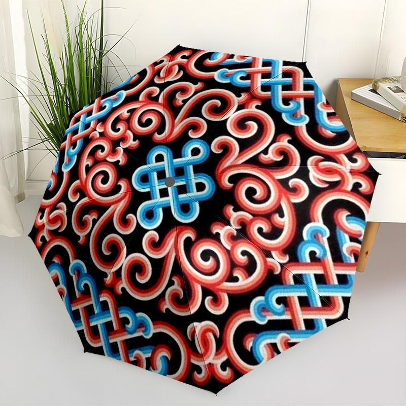 

1pc Ethnic-patterned Automatic Open/Close Umbrella, Folding Compact Umbrella with Lightweight Design for Women/Menyy251028186