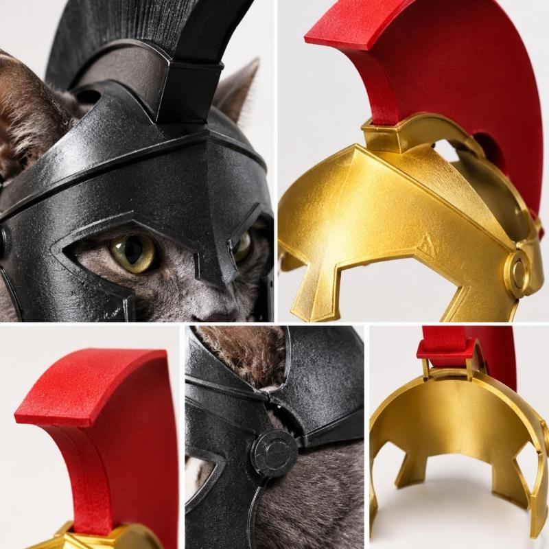 Knight-Design Cats Headpiece, 3D Printed Costume Helmet with a Sanded Paintable Surfaces for Photos and Cosplay