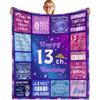 13 Year Old Gifts for Girl,13th Birthday Decorations for Girls Throw Blanket 50" X 60",Gifts for 13 Year Old Girl Blankets,13th Birthday Gifts for