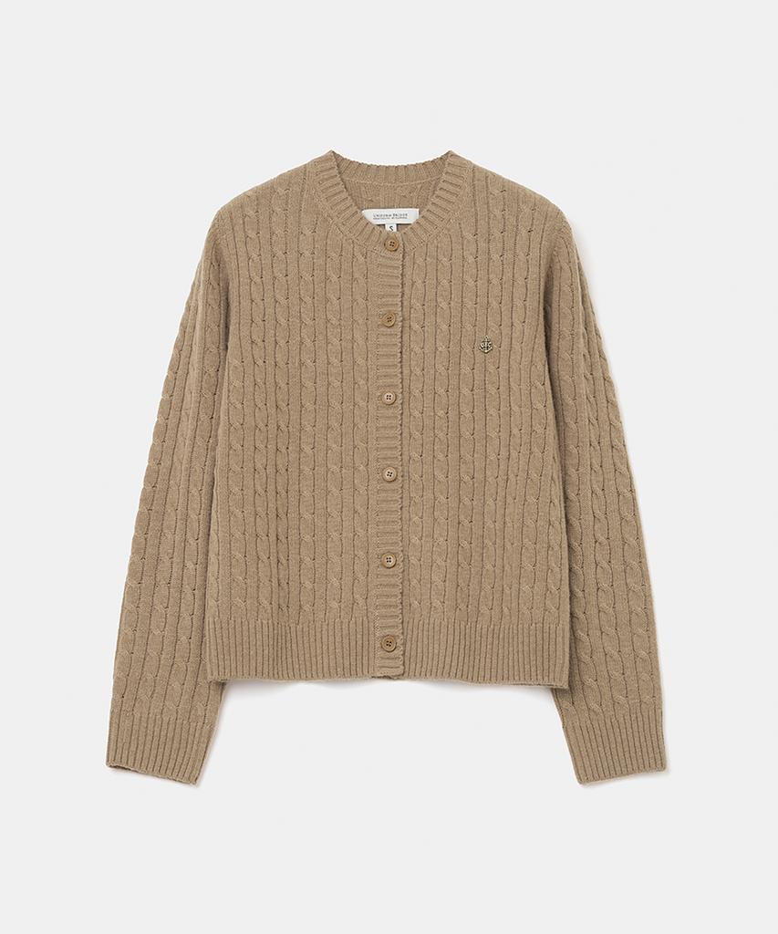 UNIFORM BRIDGE Cashmere Blended Cable Knit Cardigan(Womens) Camel