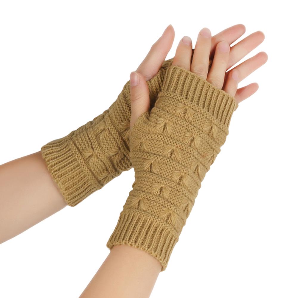 Autumn/Winter Jacquard Wool Wrist Guards Half-Finger Gloves for Men & Women