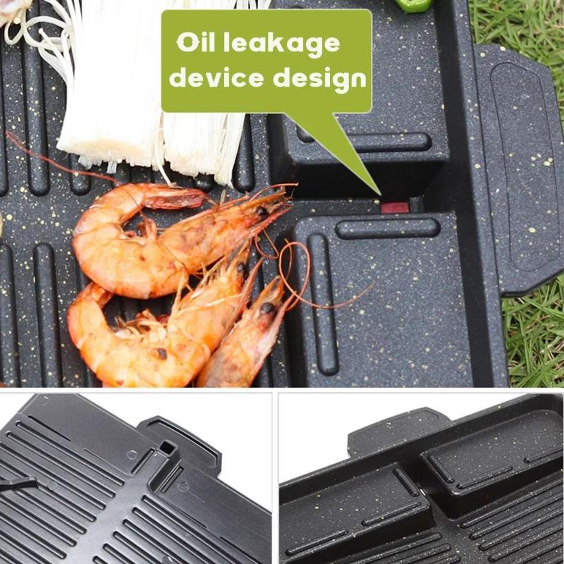 BBQ Grill Pan Plate 11 X 16cm Portable Non-Stick Coating Butane Gas Stove Cooker Plate Rectangle Korean Barbecue Plate