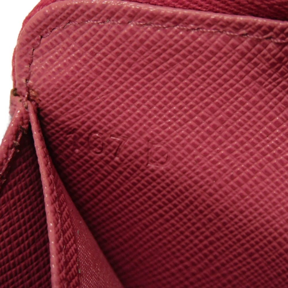 Used 11569 Saffiano Coin Purse 1MM268 QHH F0505 7943 Pink Zip Around Card Case with Triangle Logo Peonia Ladies from