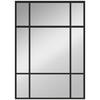 Wall Mirror, Rectangular Window Style, Horizontal/Vertical Mount, 4 Hooks, Black Metal, 50 x 70 cm