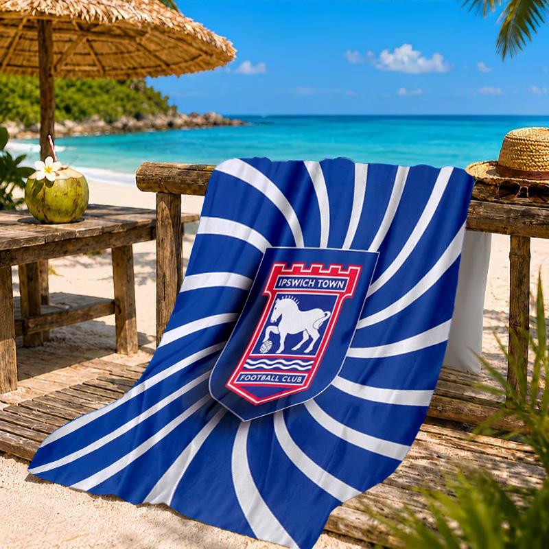 Asciugamano da Spiaggia in Microfibra Stampato con Stemma del Town Football Club, Morbido e Assorbente, Asciugatura Rapida, Ideale per Viaggi Estivi, Essenziale per la Spiaggia, Piscina