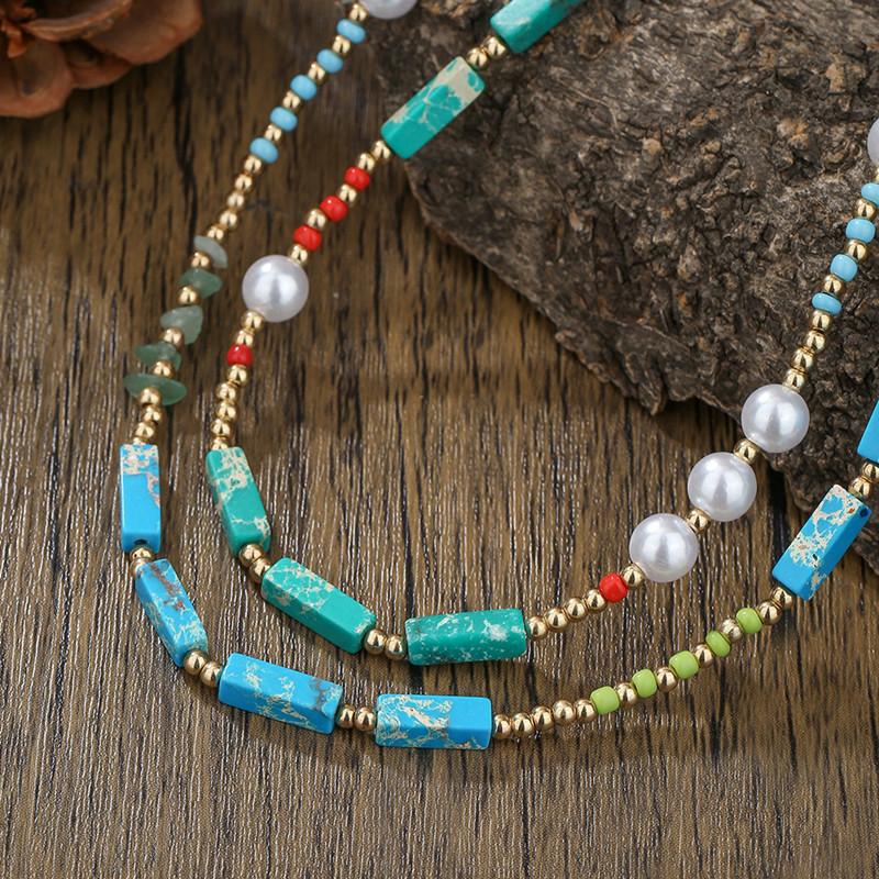 New Korean Colorful Cute Seed Beads Chain Choker Necklace For Women Baroque Simulated Pearls Beaded Collar Boho Jewelry