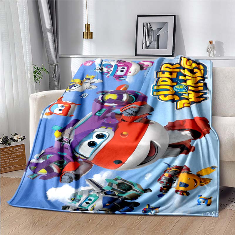 Cartoon Anime Super Wings Throws Blanket for Bedding Picnic Kid Super Soft Cute kawai high quality Flannel Blanket birthday gift