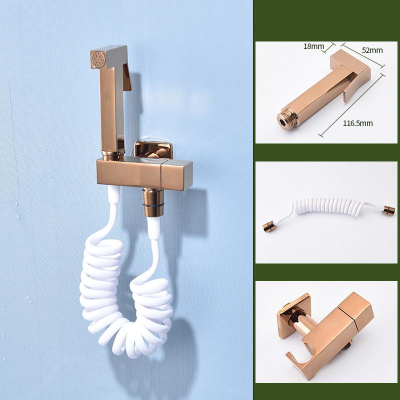 Hochwertiges Modernes Hotelgebrauch Messing Wandmontiert Vertikaler Sprühkopf Badezimmer Bidet Sprühkopf Set Roségold Handheld Toiletten Sprühkopf