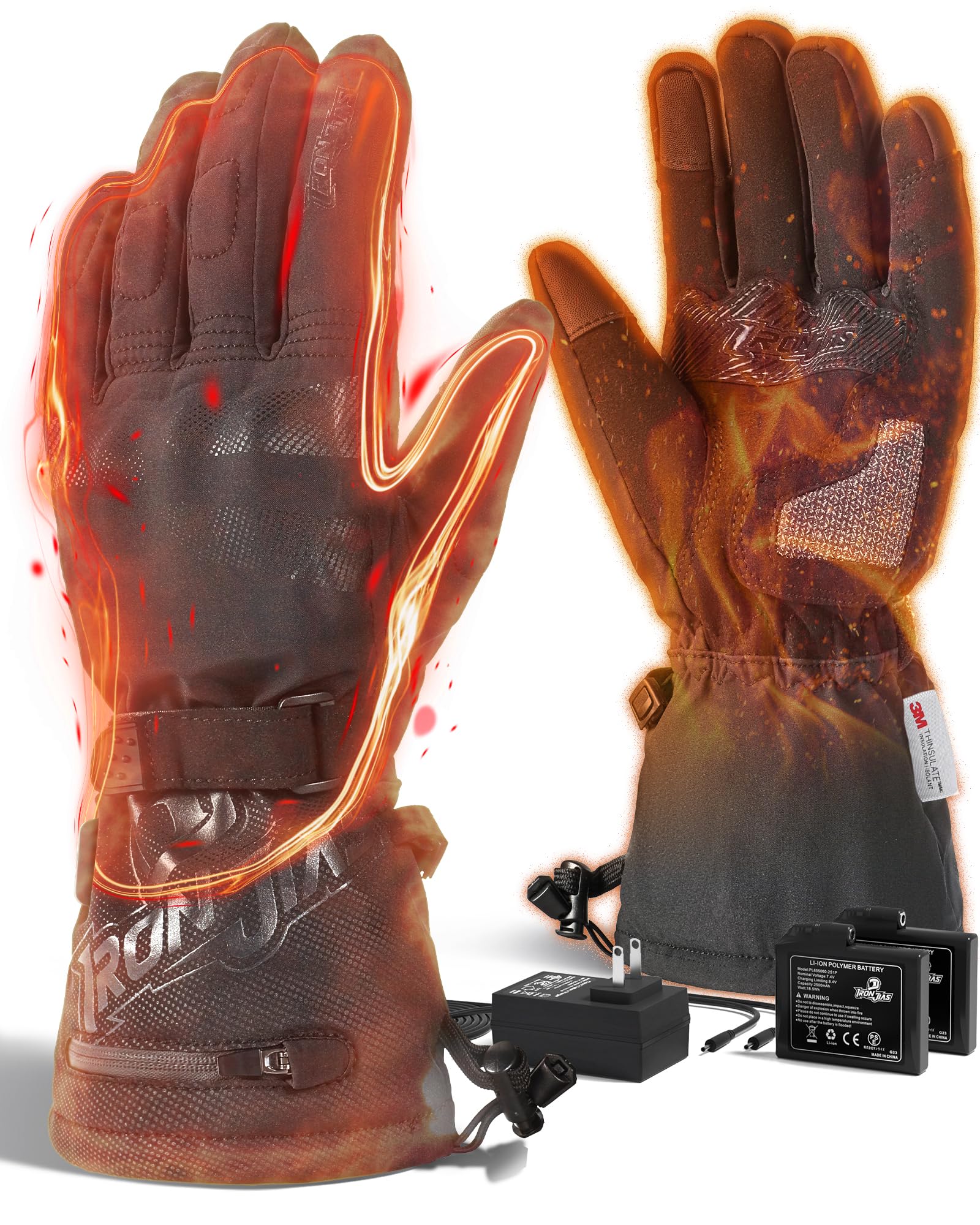 

IRON Мотоциклетные перчатки с подогревом Cold Touch 4 температуры 2 аккумулятора Унисекс для и Рыбалки JIA S, Зима, 7,4 В, Водонепроницаемые, Защита, 3-секундный чёрный