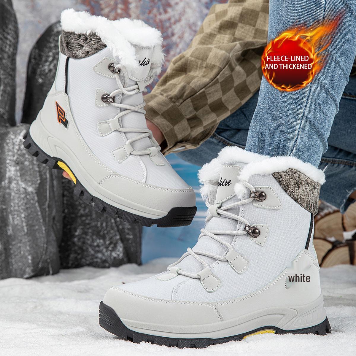 

Жіночі зимові черевики до щиколотки на флісовій підкладці 2025 осінь/зима - Теплі, товсті, нековзні, водонепроникні 37 білий