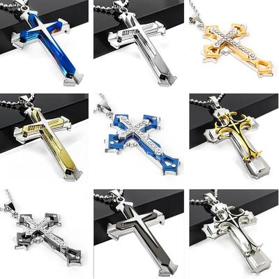 Collier Pendentif Croix Superposées pour Homme - Bijoux pour Couple Vente Chaude