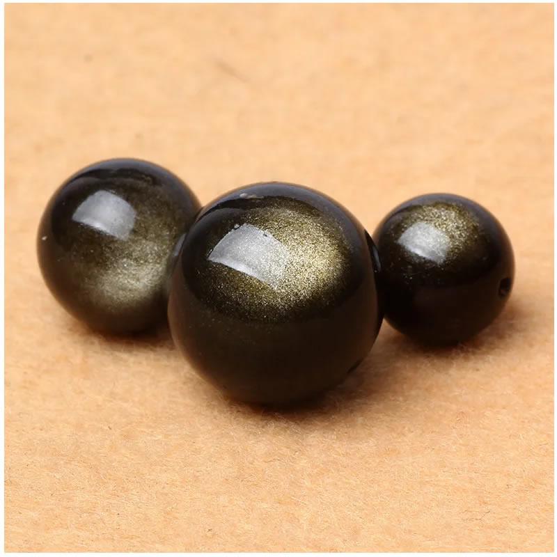 Natural Stone Golden Obsidian Bead Irisation Round Loose Spacer 4 6 8 10 12mm For Jewelry Making Diy Bracelet Necklace Accessory 4mm 85 to 95pcs