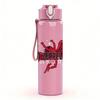 1PC Red winged horse creature print 750ml colorful plastic sports water bottle leakproof pop up lid with straw for outdoor work home use