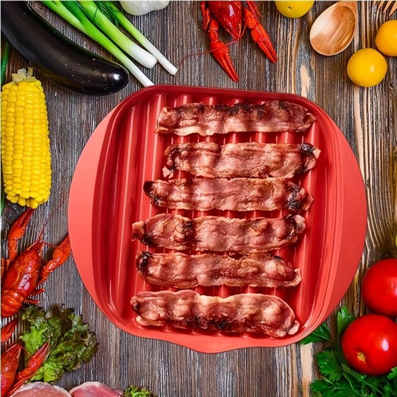 Microwave Bacon Maker Cooker Tray with Splatter Lid BPA-Free Microwave Bacon Grill Pizza Tray Efficient Food Prep Kitchen Tools