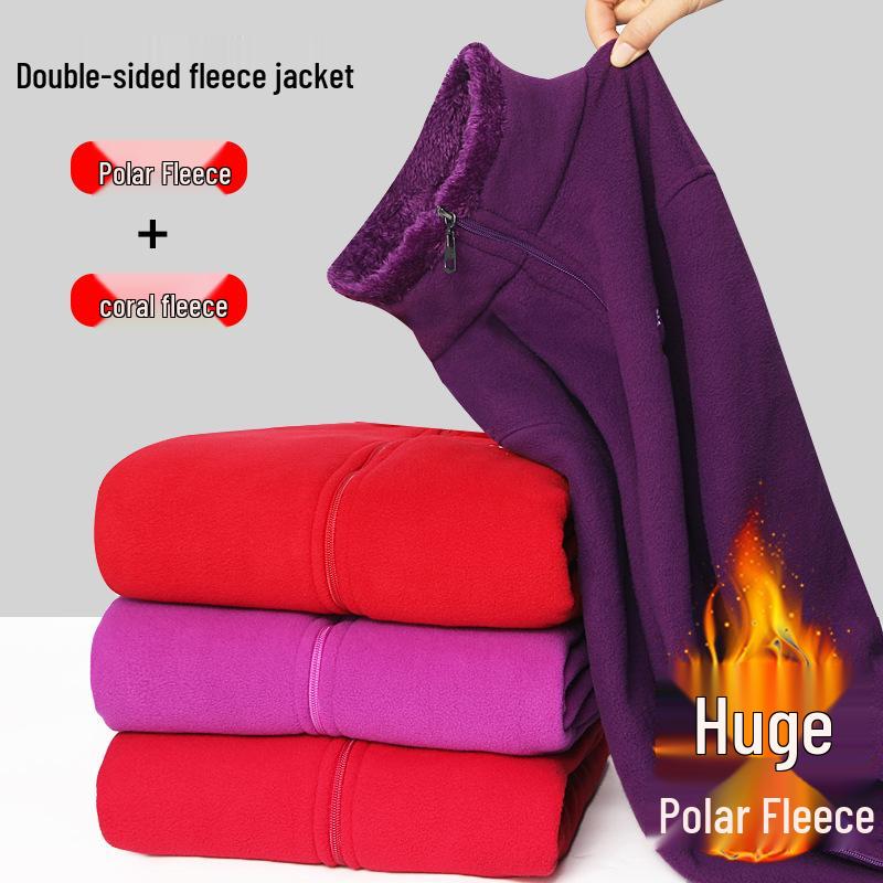 Mid-Aged & Elderly Fleece Sherpa Sweatshirt: Warm Stand Collar Jacket for Fall & Winter.