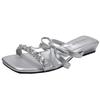Black French fairy style low-heeled one-word slippers women's summer wear 2025 new models with skirts versatile cool slippers